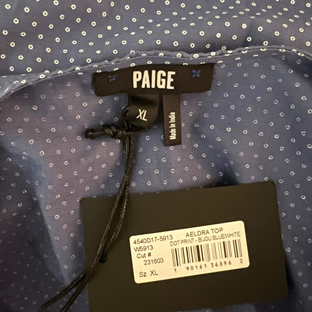 NWT Paige Aeldra Wrap Dot Print Bijou Blue White XL - Picture 5 of 6